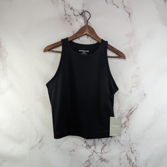 Everlane Tank Top Womens Black Crop The Perform High Neck Shelf Bra NEW - Picture 3 of 14